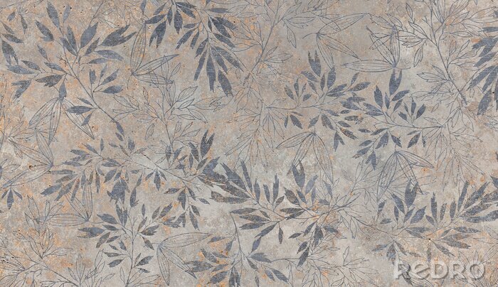 Bild Ein Blumenmotiv auf einer antiken Wand