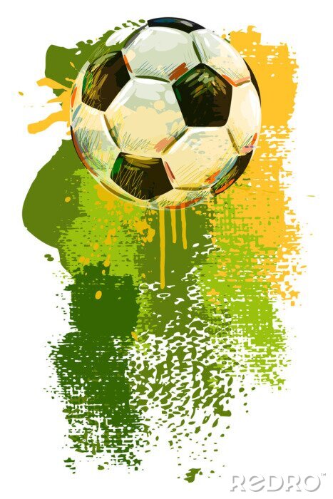 Bild Ein Fußball vor einem Farbklecks-Hintergrund
