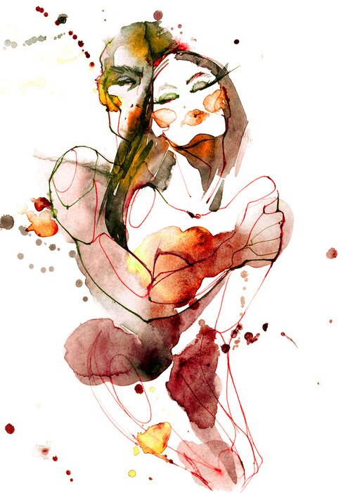 Bild Ein sich umarmendes Paar in Aquarell