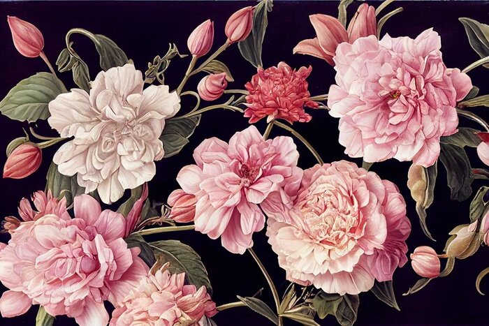 Bild Eine florale Komposition auf schwarzem Hintergrund