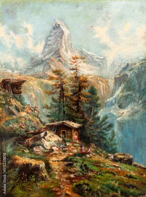 Bild Eine malerische Landschaft mit einem Dock in den Bergen