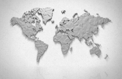 Eine Weltkarte im Origami-Stil mit 3D-Effekt