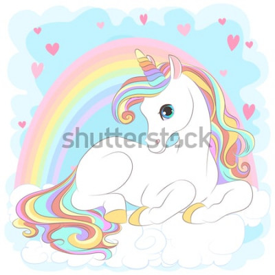 Bild Einhorn Regenbogen und Herzen