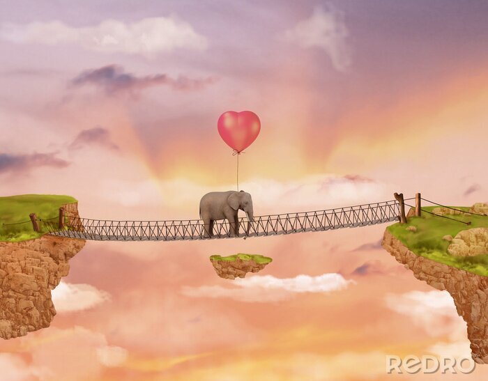 Bild Elefant auf der Brücke surrealistische Komposition