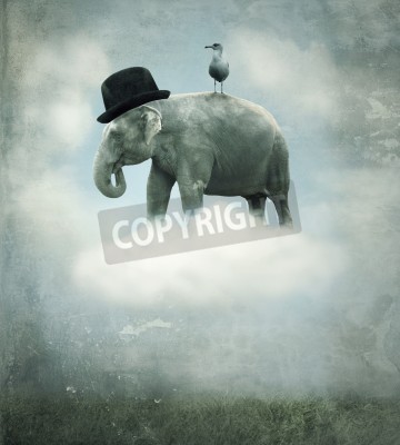 Bild Elefant mit Hut Surrealismus