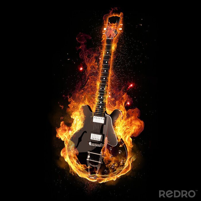 Bild Elektrisches Musikinstrument in Flammen
