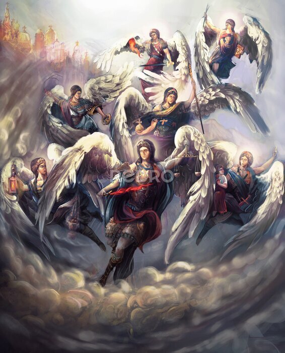 Bild Engel des Herrn Konzept der sieben Erzengel Gottes