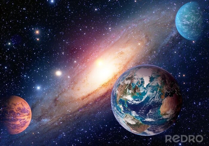 Bild Erde, Planeten und Milchstraße
