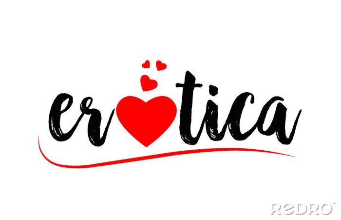 Bild erotica word text typography design logo icon with red love heart