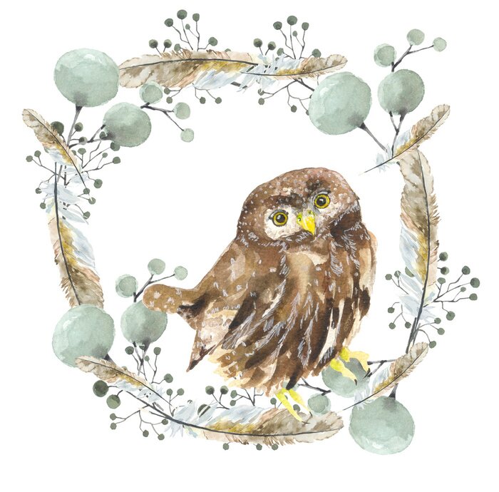 Bild Eule im Kranz