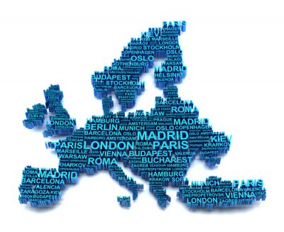 Europakarte mit Typografie