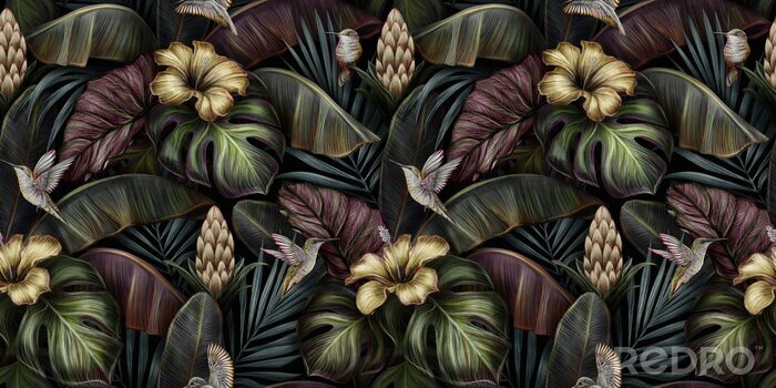 Bild Exotische Blumen und Blätter