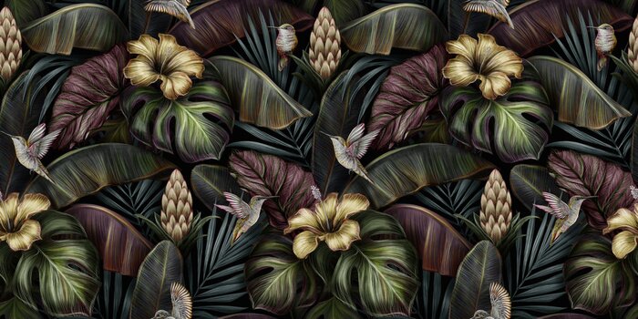 Bild Exotische Blumen und Blätter