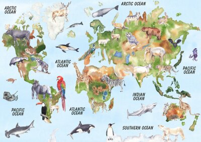 Exotische Tiere auf der Karte