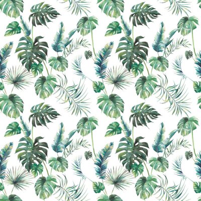 Exotisches Aquarell mit Vegetation