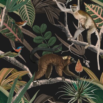 Bild Exotisches Design mit Affen inmitten der tropischen Vegetation