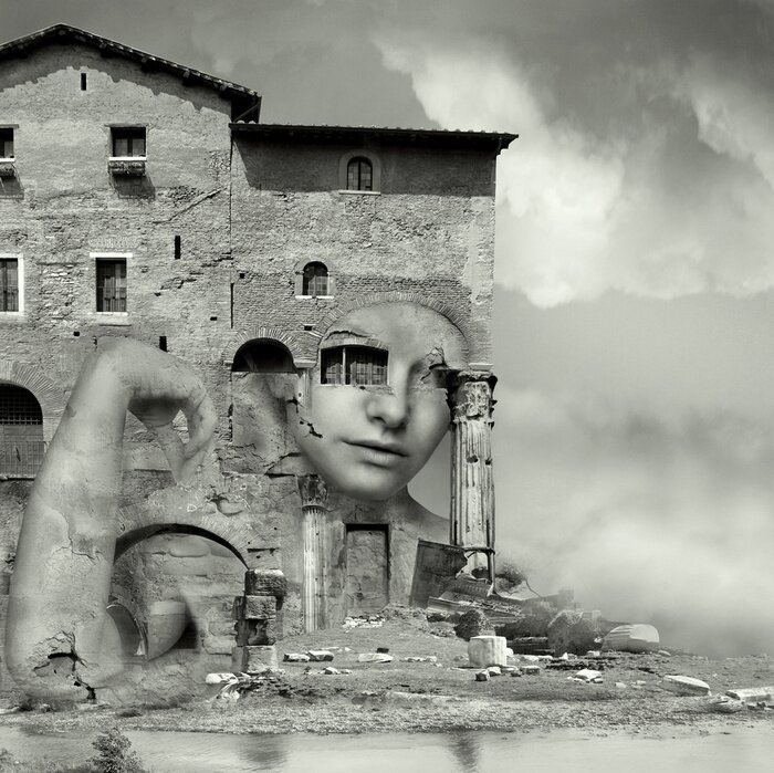 Bild Fantasy-Collage mit Frau und Haus