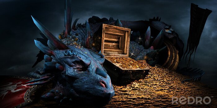 Bild Fantasy Drache mit Schatz