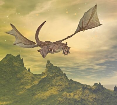 Bild Fantasy-Drachen über den Bergen