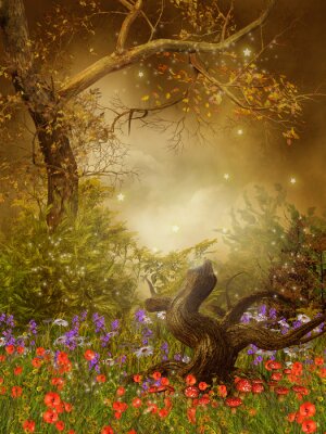 Bild Fantasy-Garten mit Mohnblumen