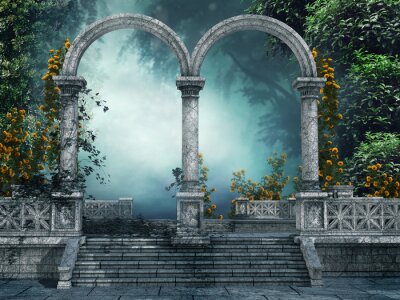 Bild Fantasy-Garten mit Steintreppe