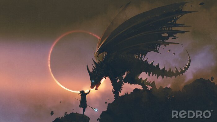 Bild Fantasy Mann mit Drache