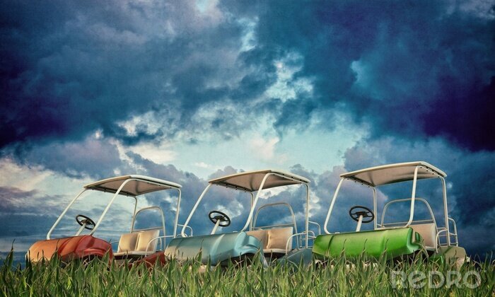 Bild Farbenfrohe Golfwagen