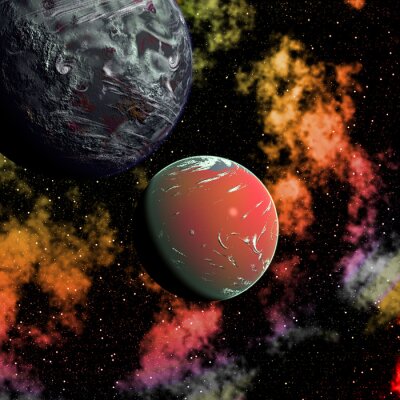Bild Farbenfrohe Planeten Fantasy