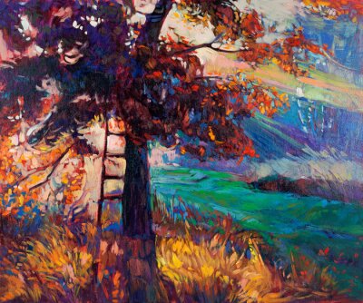 Bild Farbige Bäume auf Gemälde