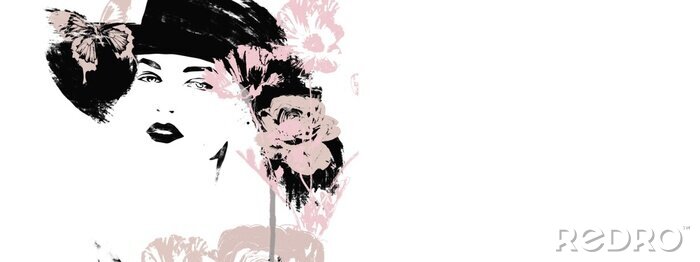 Bild Fashion illustration. Watercolor painting woman.