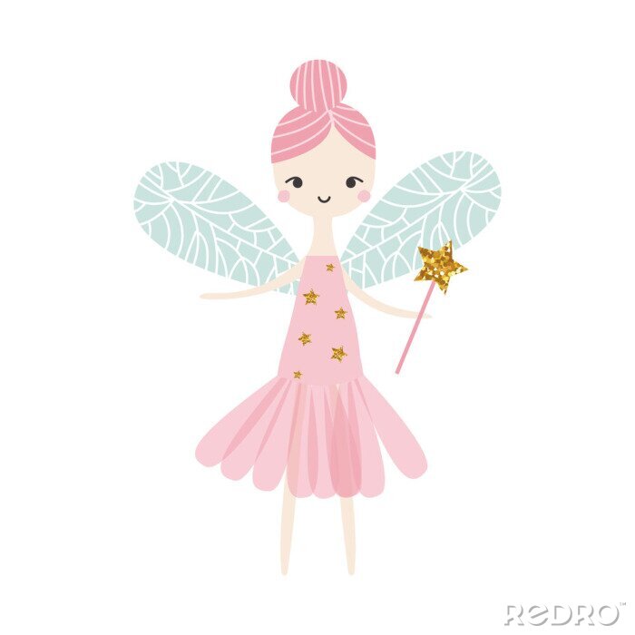 Bild Fee mit goldenem, rosa Zauberstab