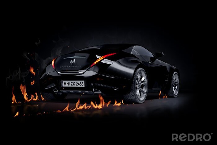 Bild Feuriges schwarzes Auto