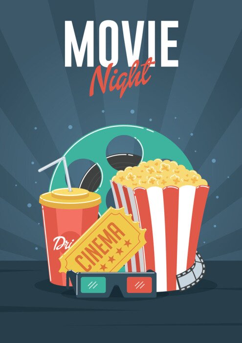 Bild Film-Nacht. Kann für Flyer, Plakat, Banner, Anzeige und Website-Hintergrund verwendet werden.