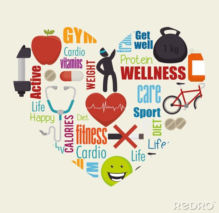 Bild Fitness Herz aus einem Text