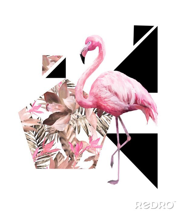Bild Flamingo auf geometrischem Hintergrund