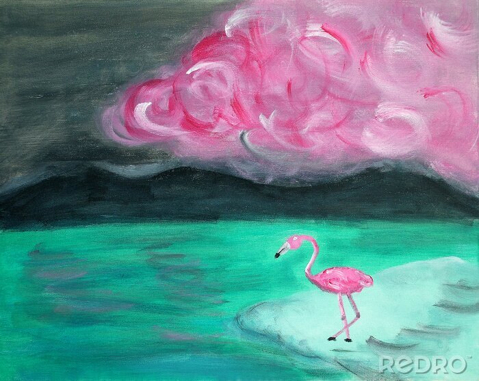 Bild Flamingo im dunklen Meer