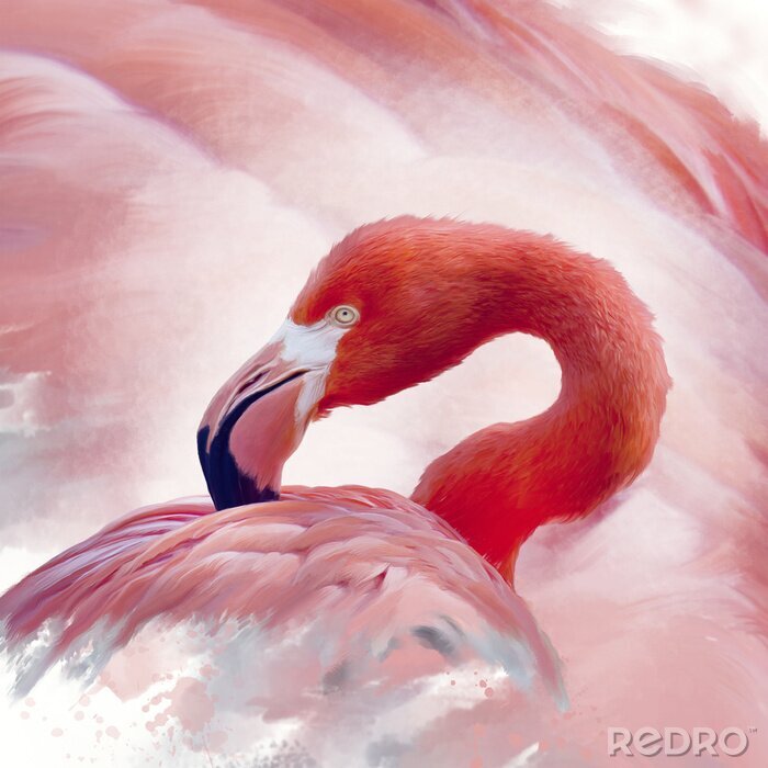 Bild Flamingo in der Aquarell-Malerei