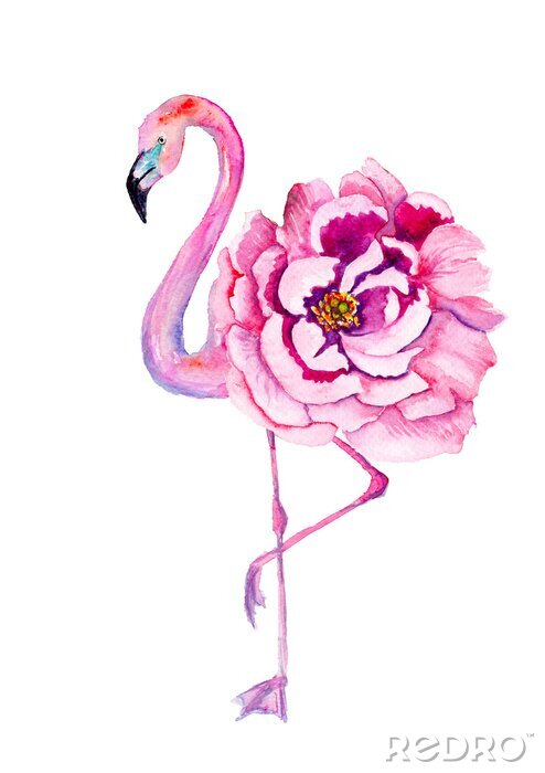 Bild Flamingo mit exotischer Blume