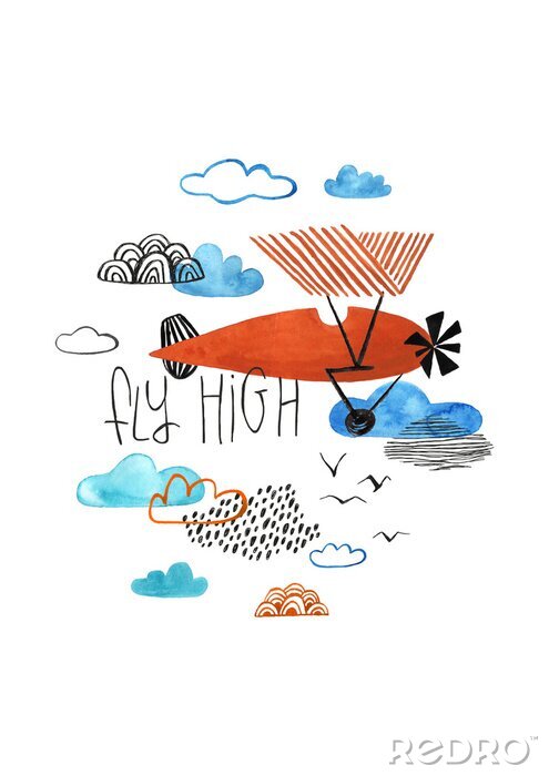 Bild Flugzeug in den Wolken für Kinder