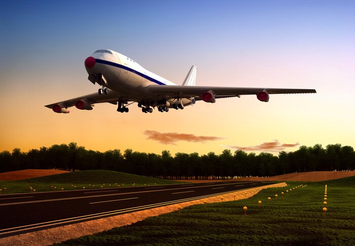 Bild Flugzeug über dem Flughafen