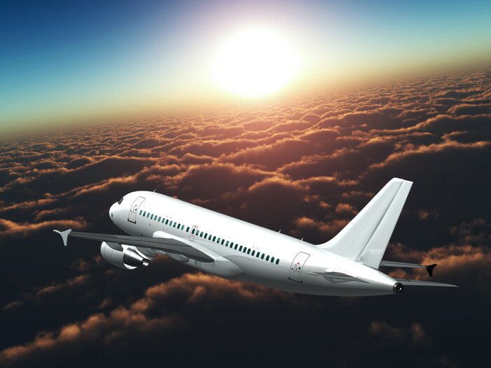 Bild Flugzeug Wolken und Sonnenschein