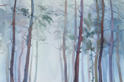 Bild Foggy Wald Aquarell Hintergrund