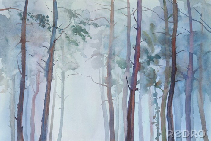 Bild Foggy Wald Aquarell Hintergrund