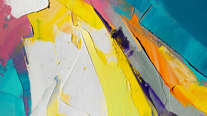 Bild Fragment. Multicolored texture painting. Abstract art background. oil on canvas. Rough brushstrokes of paint. Closeup of a painting by oil and palette knife. Highly-textured, high quality details.