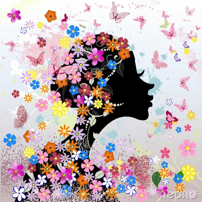 Bild Frau mit Blumenhaarschnitt