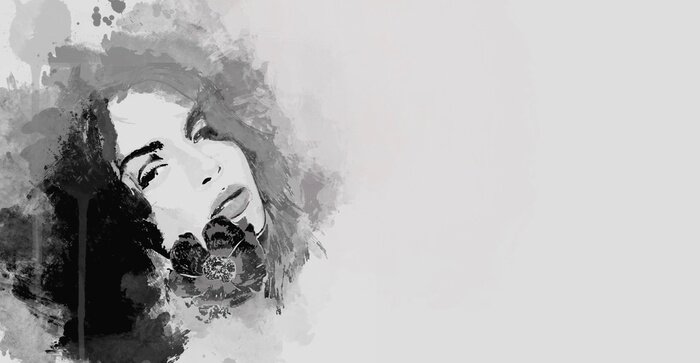 Bild Frau mit Rosen auf Aquarell