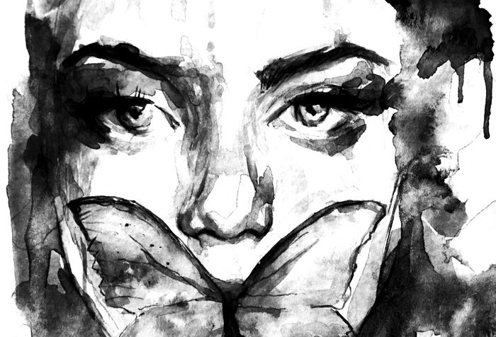 Bild Frau Schmetterling auf dem Mund