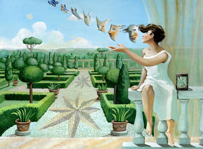 Bild Frau Schmetterling und Masken