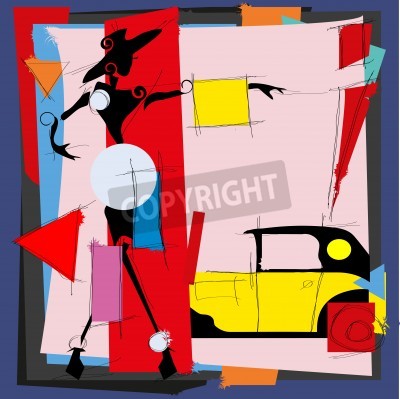 Bild Frau und Auto Kubismus