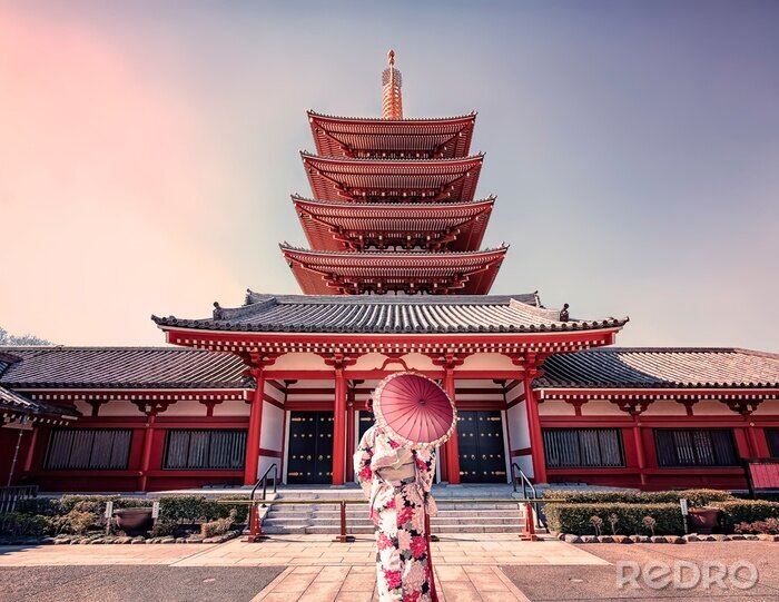Bild Frau vor dem Tempel in Tokyo